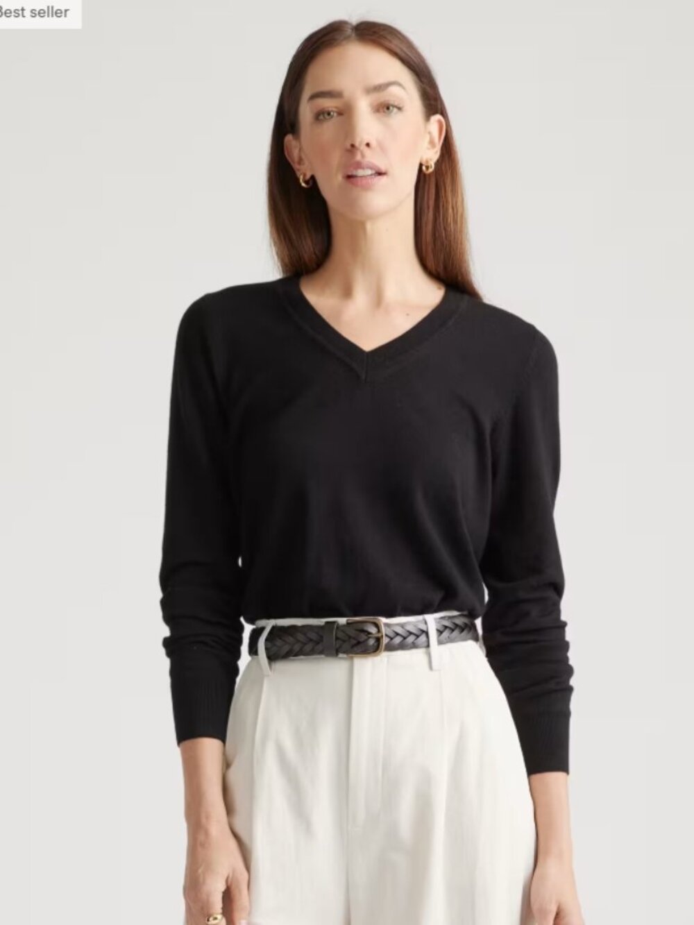 Lightweight Cotton Cashmere V-Neck Sweater